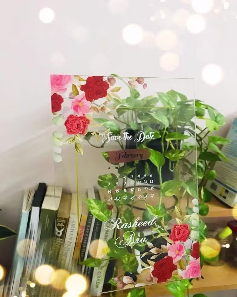 Save the Date Acrylic Floral Print